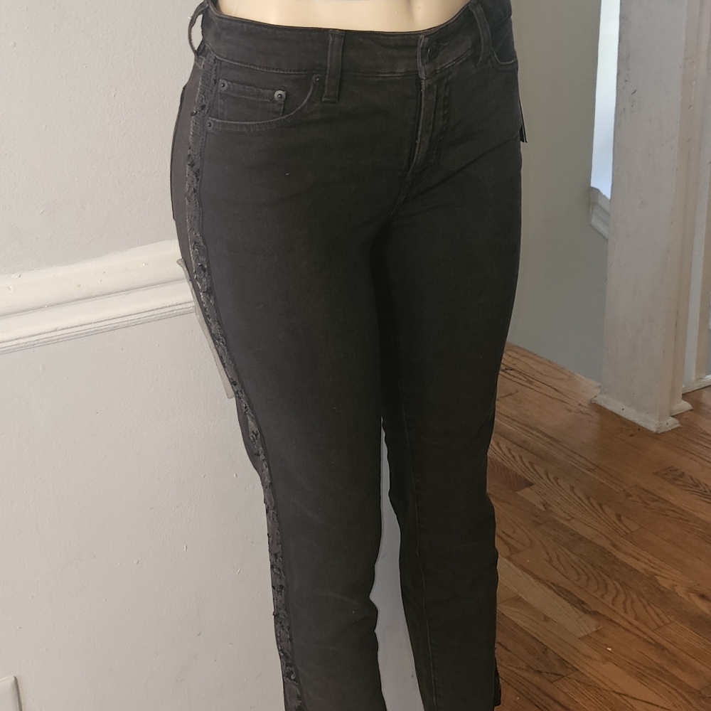 NWT Lauren Ralph Lauren black sequin jeans sz 4